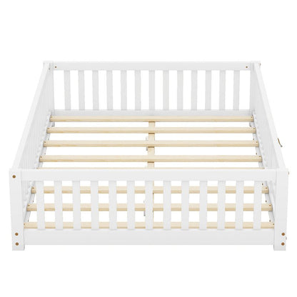 Bellemave® Full Size Montessori Floor Bed with Safety Guardrails and Door - Bellemave
