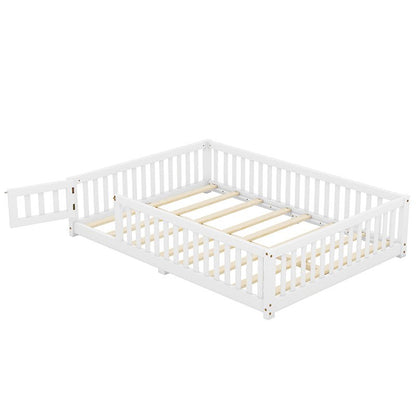 Bellemave® Full Size Montessori Floor Bed with Safety Guardrails and Door - Bellemave
