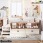 Bellemave® Kids Floor Bed with Storage Bookcases & Drawers, Solid Wood Montessori Floor Bed with Guardrails and Cute Stairs, No Box Spring Needed - Bellemave