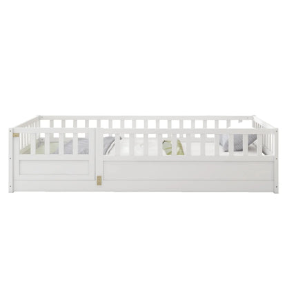 Bellemave® Montessori Floor Bed with Super High Security Barrier and Door - Bellemave