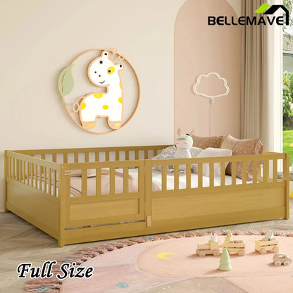 Bellemave® Montessori Floor Bed with Super High Security Barrier and Door - Bellemave
