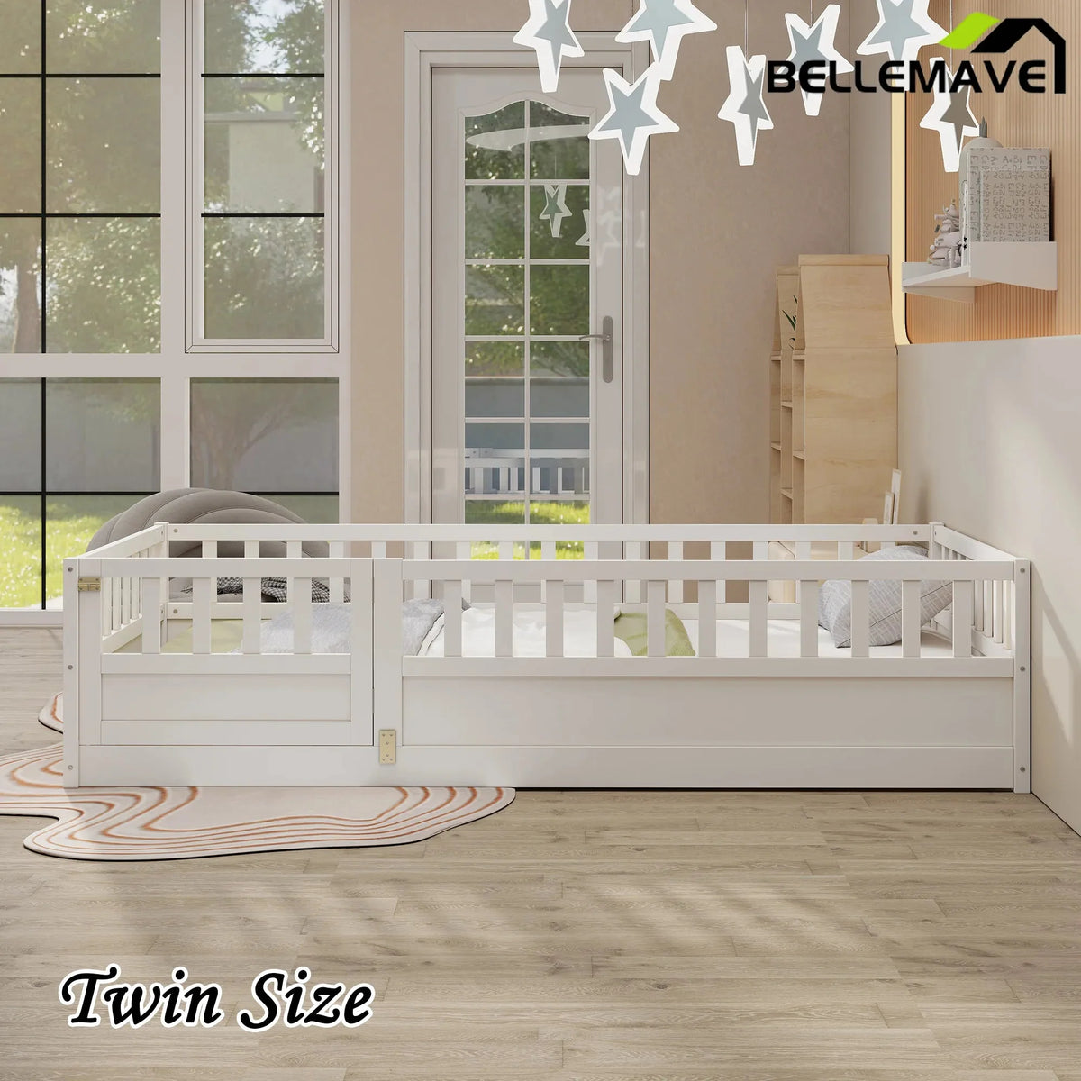 Bellemave® Montessori Floor Bed with Super High Security Barrier and Door - Bellemave