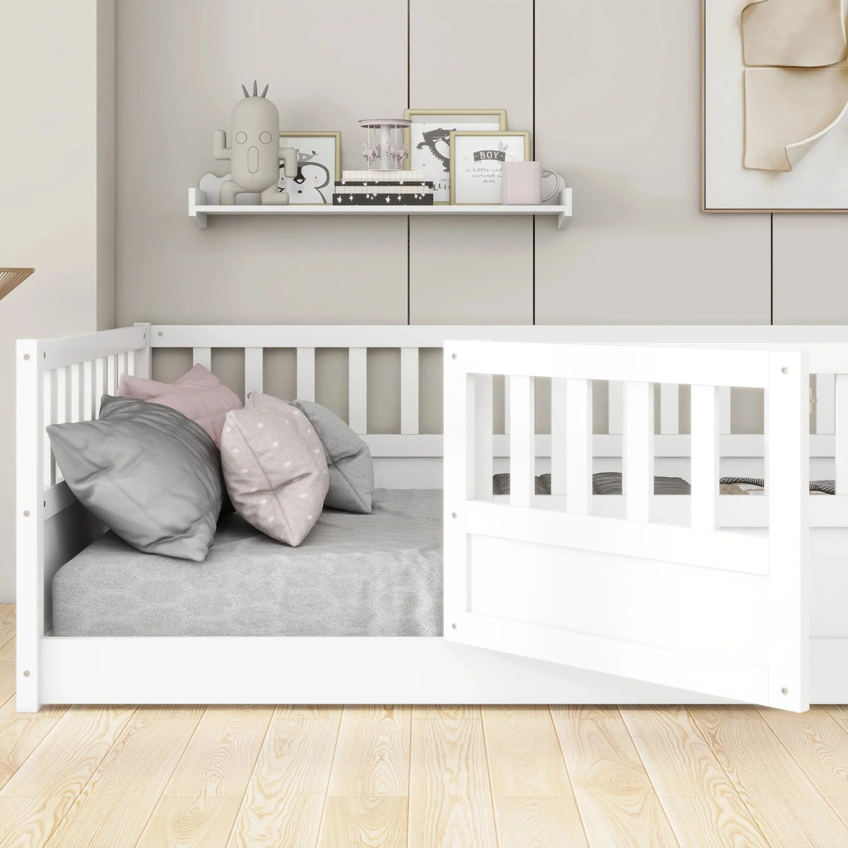 Bellemave® Montessori Floor Bed with Super High Security Barrier and Door - Bellemave
