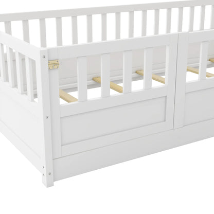 Bellemave® Montessori Floor Bed with Super High Security Barrier and Door - Bellemave