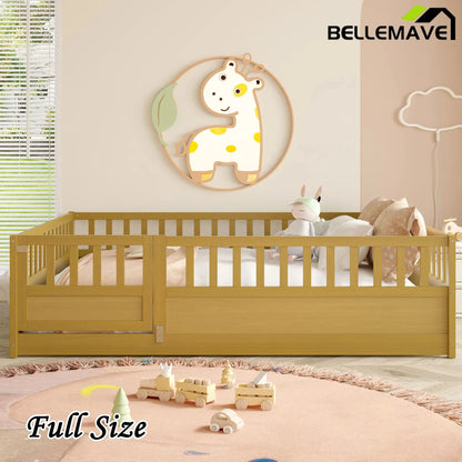 Bellemave® Montessori Floor Bed with Super High Security Barrier and Door - Bellemave