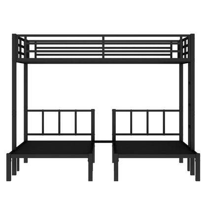 URTR Triple Bunk Bed for Kids, Detachable Metal Bunk Bed with Guardrails, Ladder & Storage, Converts to 3 Separate Beds