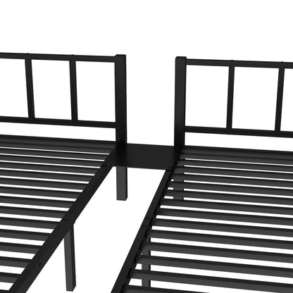 URTR Triple Bunk Bed for Kids, Detachable Metal Bunk Bed with Guardrails, Ladder & Storage, Converts to 3 Separate Beds